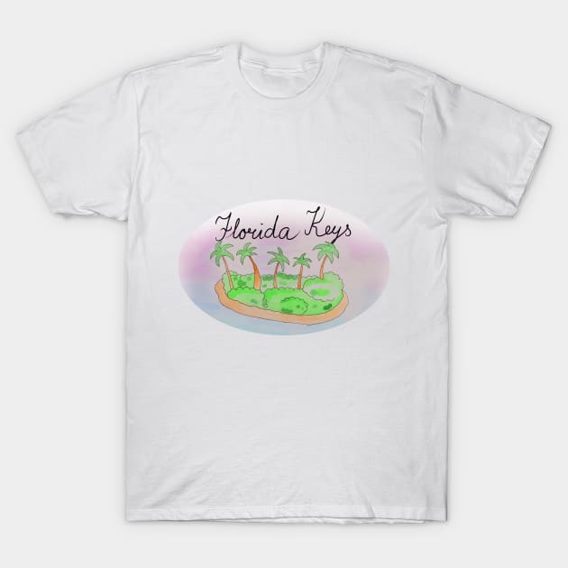 Florida Keys watercolor Island travel, beach, sea and palm trees. Holidays and vacation, summer and relaxation T-Shirt by grafinya